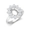 18ct White Gold 0.96ct Natural Diamond Claw-set Cluster Halo Oval Ring - Holds 9x7mm
