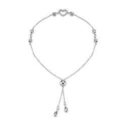 925 Silver CZ Heart and Bead Bracelet