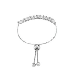 925 Silver CZ Set Toggle Bracelet