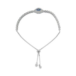 925 Silver CZ Evil Eye Toggle Bracelet