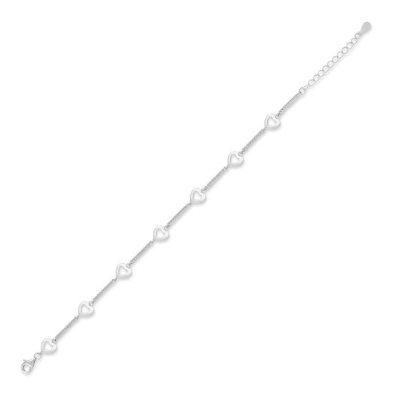 925 Silver CZ Heart Bracelet