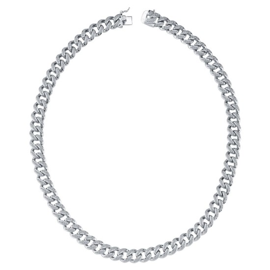 925 Silver CZ Set Cuban Chain