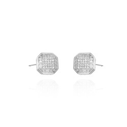 925 Silver CZ Brilliant and Baguette Cut Stud Earrings 925 Silver CZ Brilliant and Baguette Cut Stud Earrings