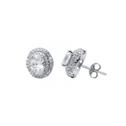 925 Silver CZ Set Halo Stud Earrings 925 Silver CZ Set Halo Stud Earrings