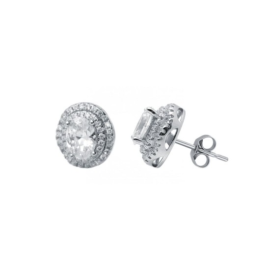 925 Silver CZ Set Halo Stud Earrings 925 Silver CZ Set Halo Stud Earrings