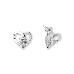 925 Silver CZ Set Heart Stud Earrings 925 Silver CZ Set Heart Stud Earrings