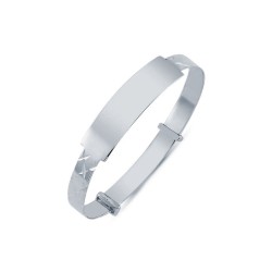 925 Silver Childs Diamond Cut ID Expander Bangle