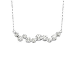 925 Silver CZ Set Pebble Necklace