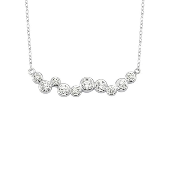 925 Silver CZ Set Pebble Necklace