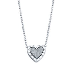 925 Silver CZ Set heart Necklace