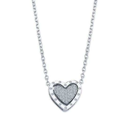 925 Silver CZ Set heart Necklace