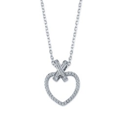 925 Silver CZ Set Heart Necklace