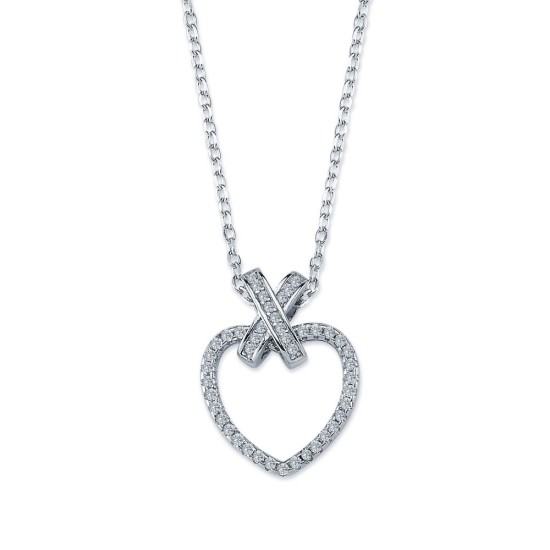 925 Silver CZ Set Heart Necklace