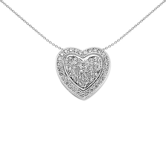 925 Silver CZ Heart Cluster Slider