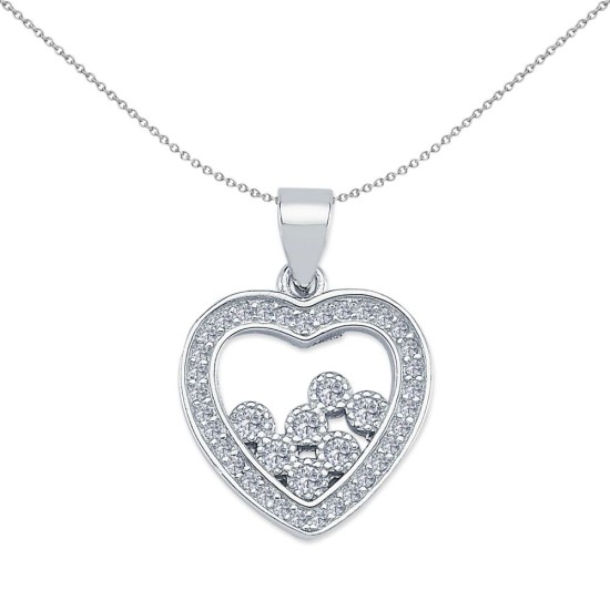925 Silver CZ Heart Pendant