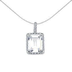 925 Silver Emerald Cut CZ Cluster Pendant