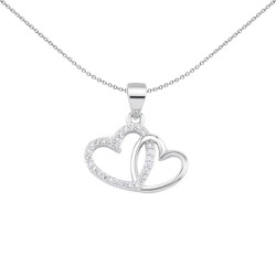 925 Silver CZ Double heart Pendant