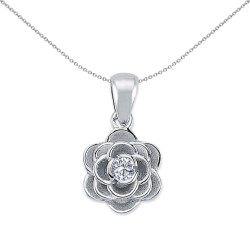 925 Silver CZ Flower Pendant