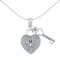 925 Silver CZ Heart and key Pendant