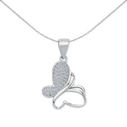 925 Silver CZ Butterfly Pendant