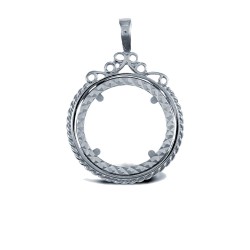 925 Silver Full Sovereign Size Pendant Mount Rope Edge