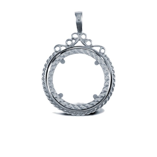 925 Silver Full Sovereign Size Pendant Mount Rope Edge