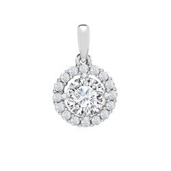 9ct White CZ Set Halo Pendant
