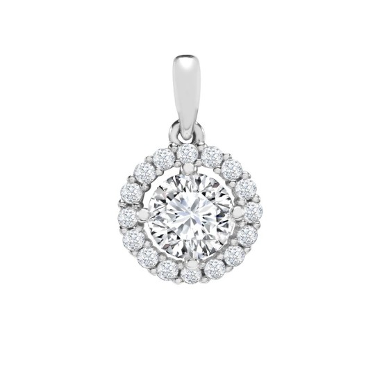 9ct White CZ Set Halo Pendant