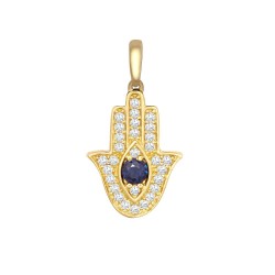 9ct Yellow CZ Set Hamsa Pendant