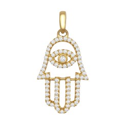 9ct Yellow CZ Set Hamsa Pendant