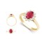 18ct Yellow Gold 0.35ct Natural Diamond Claw-set Cluster Halo Oval Ring - Holds 7x5mm Ruby 0.75cts