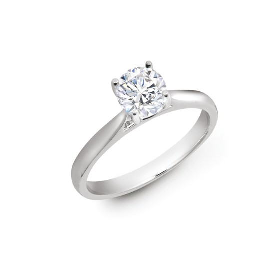 18ct White Gold 50pts Round Brilliant Cut Solitaire Wed Fit Natural Diamond Ring