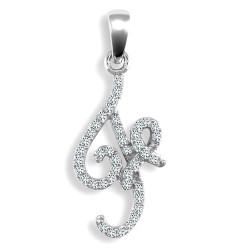 9ct White Gold Natural Diamond Set Initial Pendant