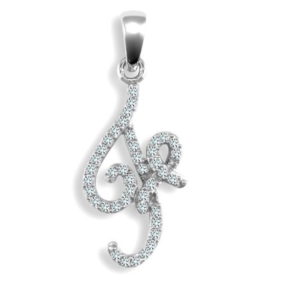 9ct White Gold Natural Diamond Set Initial Pendant
