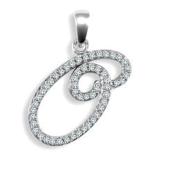 9ct White Gold Natural Diamond Set Initial Pendant