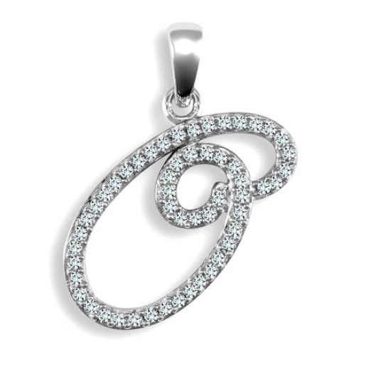 9ct White Gold Natural Diamond Set Initial Pendant