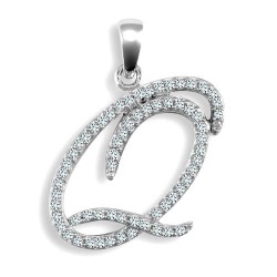 9ct White Gold Natural Diamond Set Initial Pendant