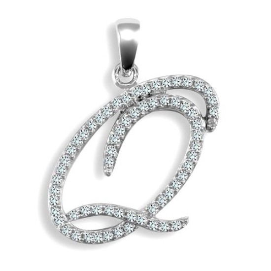 9ct White Gold Natural Diamond Set Initial Pendant
