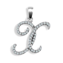 9ct White Gold Natural Diamond Set Initial Pendant