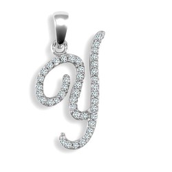 9ct White Gold Natural Diamond Set Initial Pendant