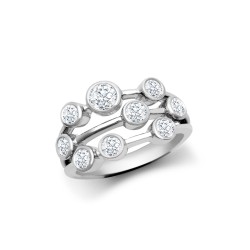 18ct White Gold 1.00cts Natural Diamond 3 Row Bubble Ring