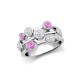 18ct White Gold 0.37cts Natural Diamond 0.45cts Pink Sapphire 3 Row Bubble Ring