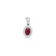 9ct White Gold Natural Diamond And Ruby Pendant