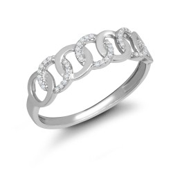 9ct White Gold 0.06cts Natural Diamond Interlinked Circle Ring
