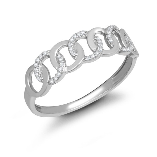 9ct White Gold 0.06cts Natural Diamond Interlinked Circle Ring