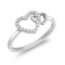 9ct White Gold 0.05cts Natural Diamond Double Heart Ring