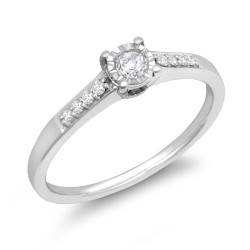 9ct White Gold 0.15cts Natural Diamond Illsion-set Ring