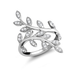9ct White Gold 0.25cts Natural Diamond Leaf Ring