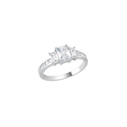 925 Silver CZ Trilogy Bageutte Ring