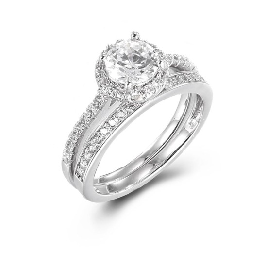 925 Silver CZ RBC and Half ET Set Rings